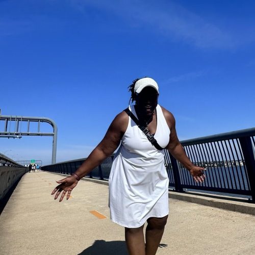 Woman on WW Bridge Trail